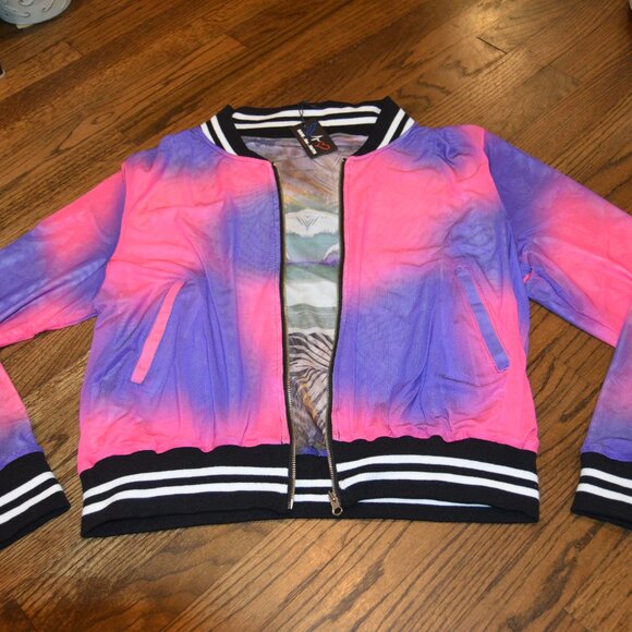 Save the Faith Brand~Boutique~NWT~Large~Short Zip up Jacket~Reversible~Nylon~ - Picture 9 of 15